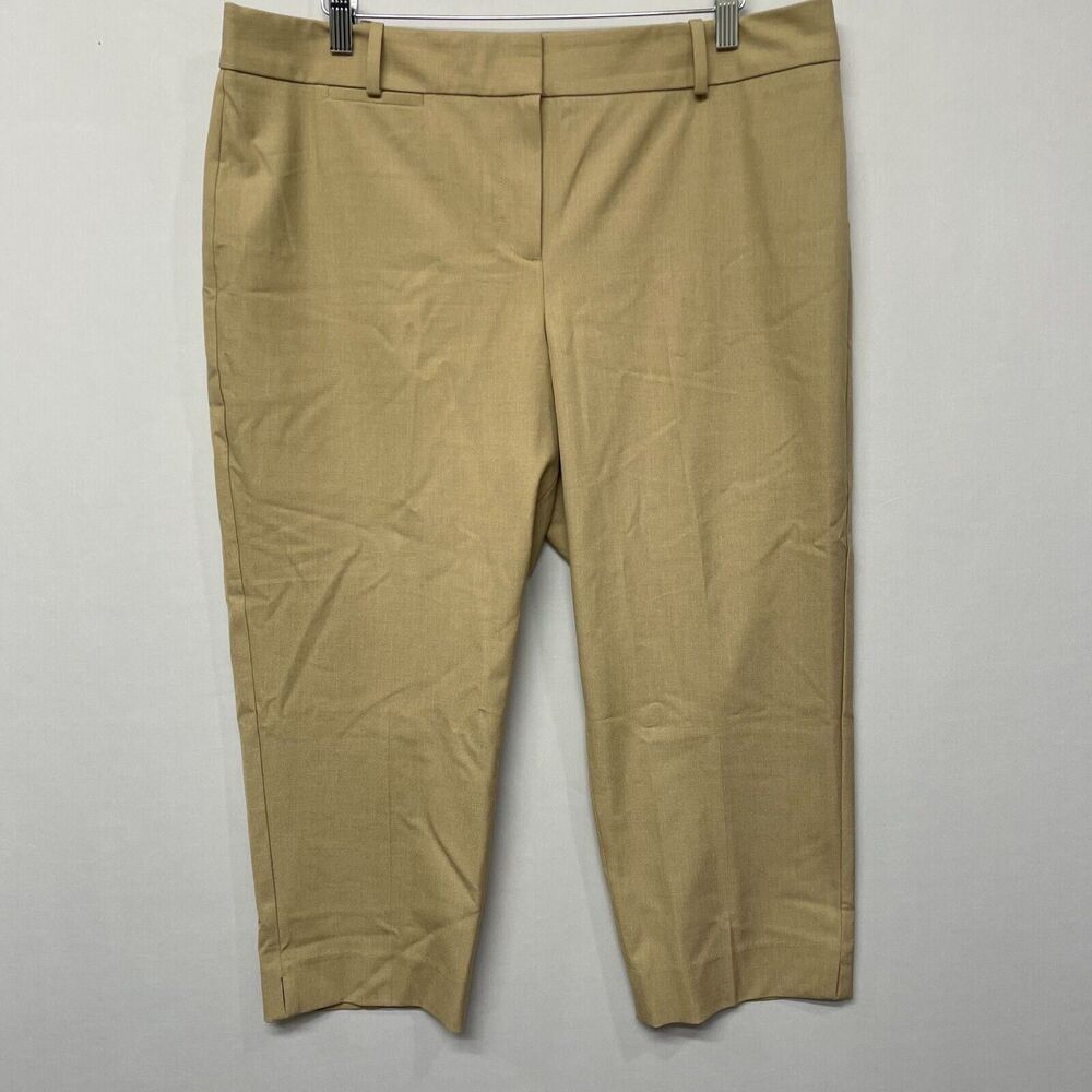 Talbots Women Curvy Capri Crop Pants Size 16P 16 Petite Beige M215 -23